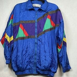 Vintage Reno Sport Color Block Wind Breaker Cotton Lined Size Small